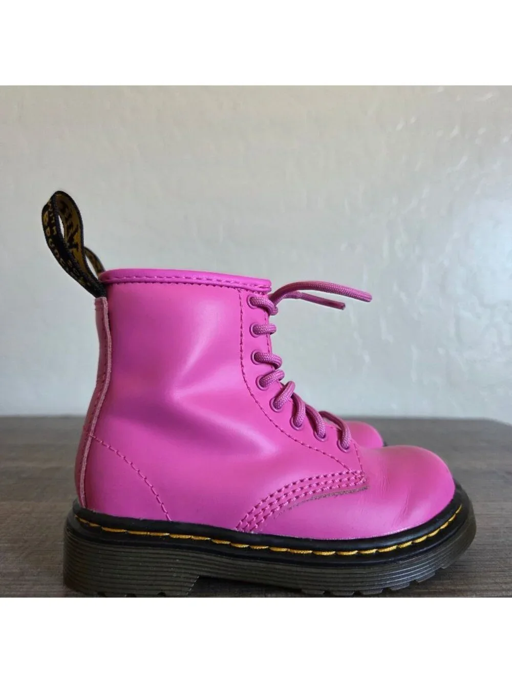 Dr. Martens Kids 1460 Combat Ankle Boots Thrift Pink Toddlers 7 Lace-Up Side Zip
